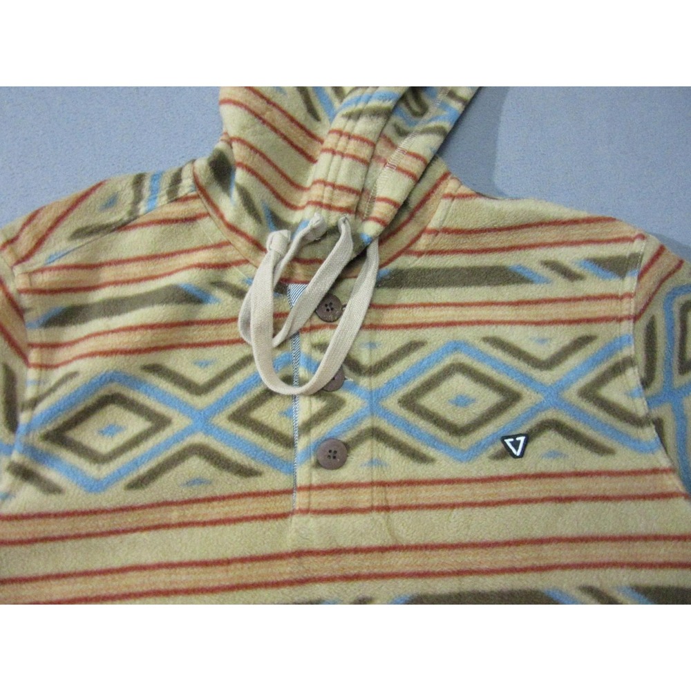 Vissla Hoodie Mens Small Multicolor Fleece Henley Aztec Tribal Pullover Flipcuff - Picture 2 of 16